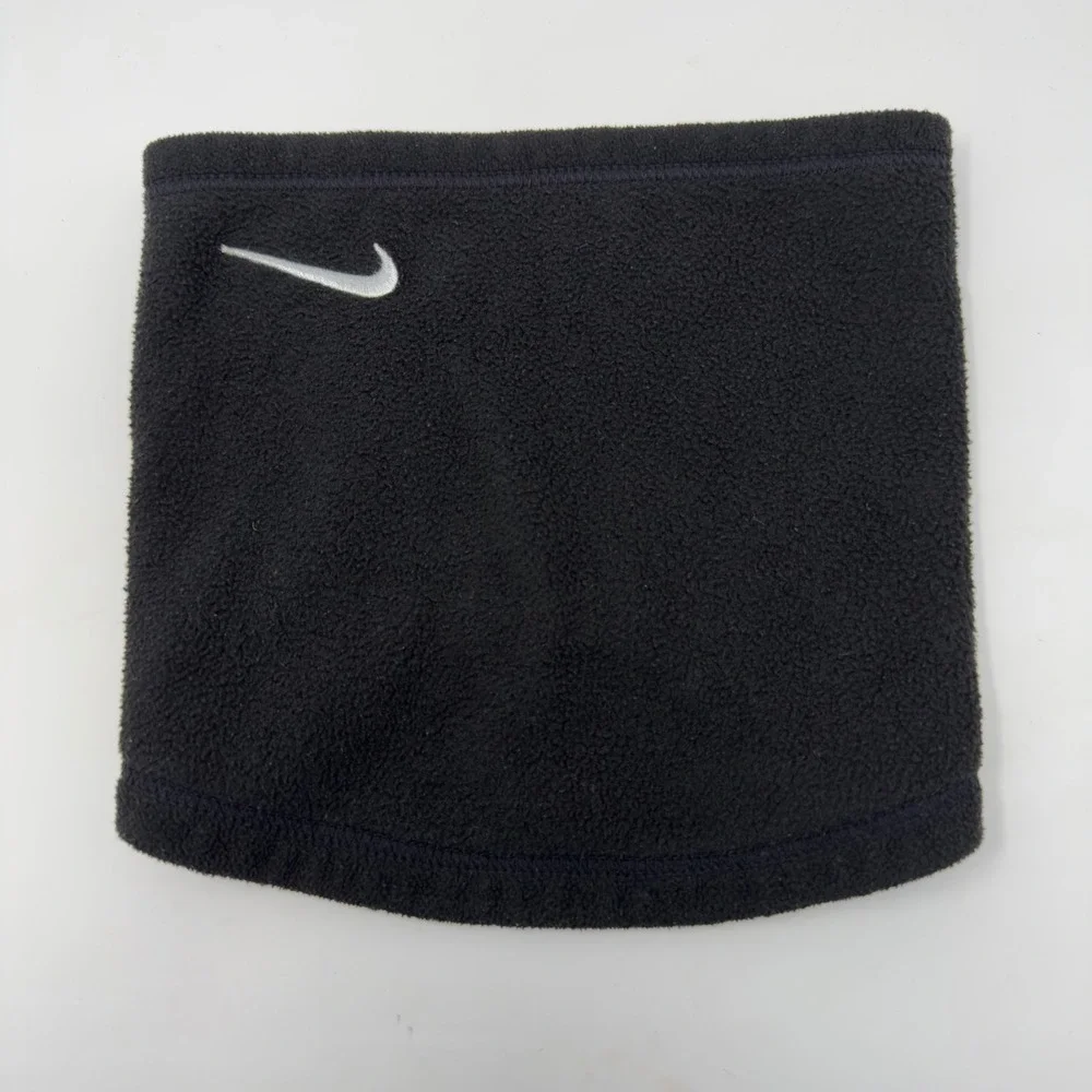 Nike Fleece‎ Neck Warmer Gaiter Black Silver Swoosh Logo Running Training OSFM